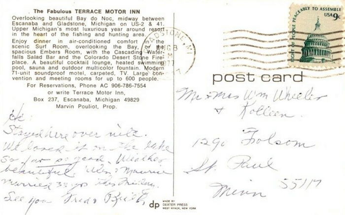 Terrace Bay Hotel (Terrace Motor Inn) - Old Postcard